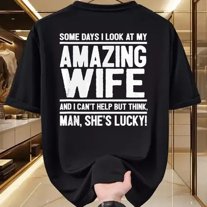 Best Wife Shirt, Wife and Husband Unisex T-Shirt/Hoodie/Sweatshirt HLT00 - Gift for wife T shirt, lucky wife   Man, My Wife Is Lucky - Funny Lucky Wife Tank Top