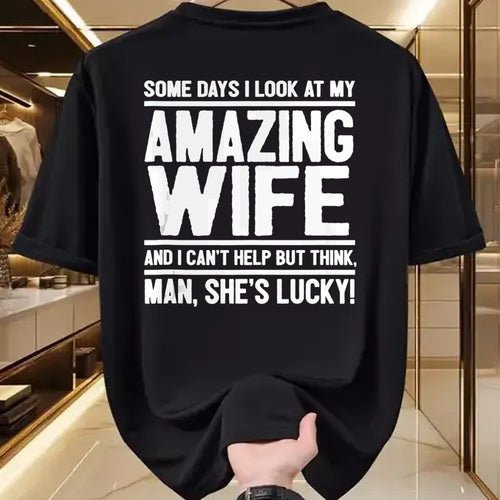 Best Wife Shirt, Wife and Husband Unisex T-Shirt/Hoodie/Sweatshirt HLT00 - Gift for wife T shirt, lucky wife   Man, My Wife Is Lucky - Funny Lucky Wife Tank Top