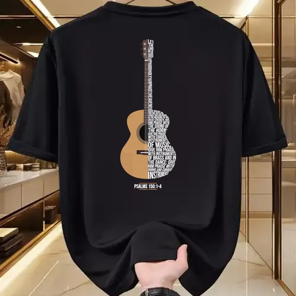 Guitar Lover Shirt, Funny Guitar UnisexT-Shirt/Hoodie/Sweatshirt HLT00 - Praise Him with The Strings Psalm 150 Acoustic Guitar Player T-Shirt