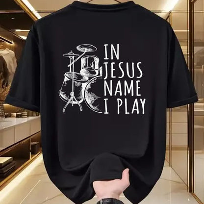 Christian Tee, Christian Faith Unisex T-Shirt/Hoodie/Sweatshirt HLT00 - Christian Drumming In Jesus Name Play Drums Worship Drummer T-Shirt (1)