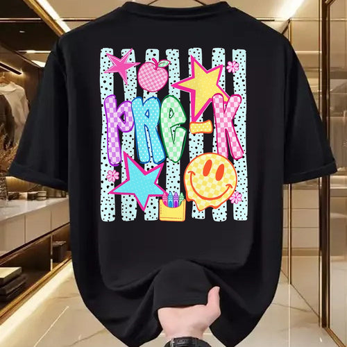 Best Teacher Shirt, Funny Teacher UnisexT-Shirt/Hoodie/Sweatshirt HLT00 - Back to School Colorful Pre K Checkered Girl Teacher T-Shirt
