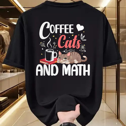 Cat Love Shirt, Funny Cat Lover Gift UnisexT-Shirt/Hoodie/Sweatshirt HLT00 - I Love Math Cats And Coffee Heart Mathematics Teacher T-Shirt
