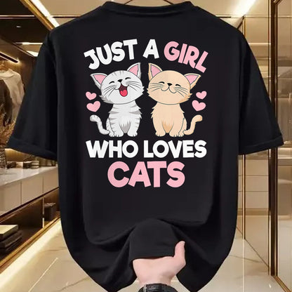 Cat Love Shirt, Funny Cat Lover Gift UnisexT-Shirt/Hoodie/Sweatshirt HLT00 - Just A Girl Who Loves Cats Cute Cat Lover Kitty Girls Kids T-Shirt (1)