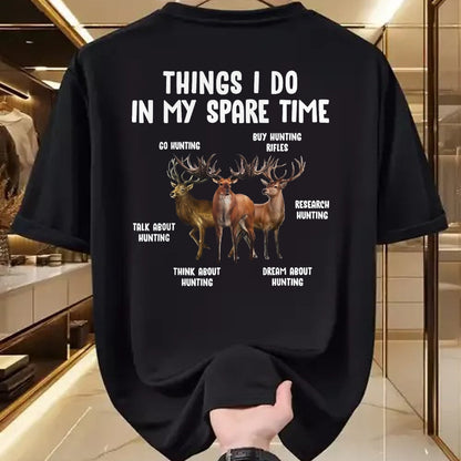 Funny Hunting Shirt, Gift For Hunting Lover Unisex T-Shirt/Hoodie/Sweatshirt HLT00 - Hunting Deer Things I Do in My Spare Time Hunting Lovers T-Shirt, Men, Black, 3X-Large