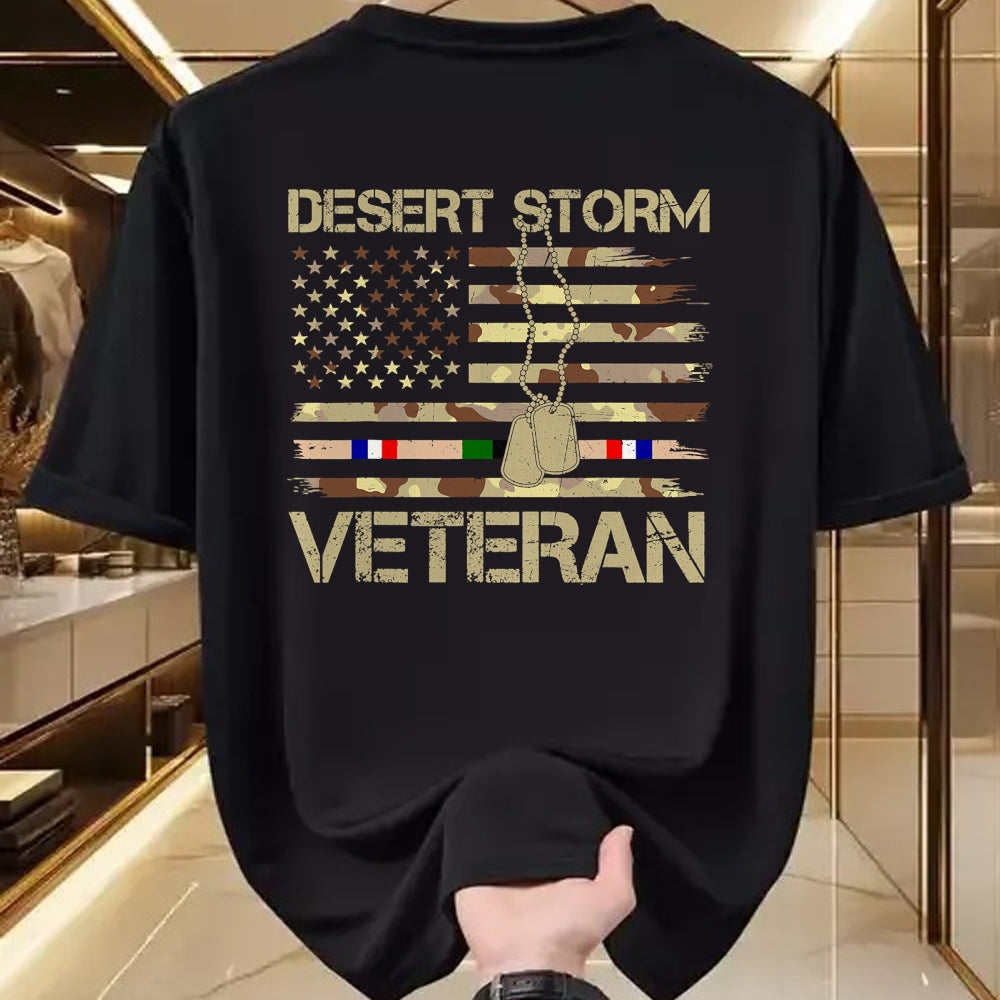 Proud Veteran Shirt, Funny Veteran UnisexT-Shirt/Hoodie/Sweatshirt HLT00 - Patriotic Desert Storm Veteran Distressed Flag US Camouflage T-Shirt