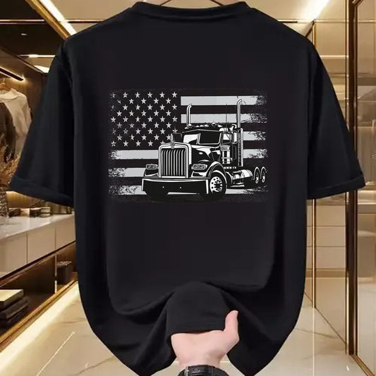 Best Truck Driver Life Shirt, Funny Trucker UnisexT-Shirt/Hoodie/Sweatshirt HLT00 - US American Flag Semi Truck Driver T-Shirt (5)