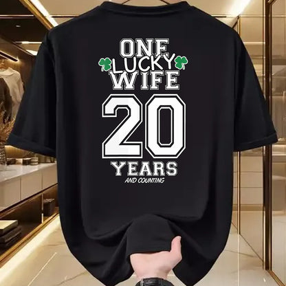 Best Wife Shirt, Wife and Husband Unisex T-Shirt/Hoodie/Sweatshirt HLT00 - Gift for wife T shirt, lucky wife   Womens 20 Years Lucky Wife Funny St Patrick's Day Anniversary He