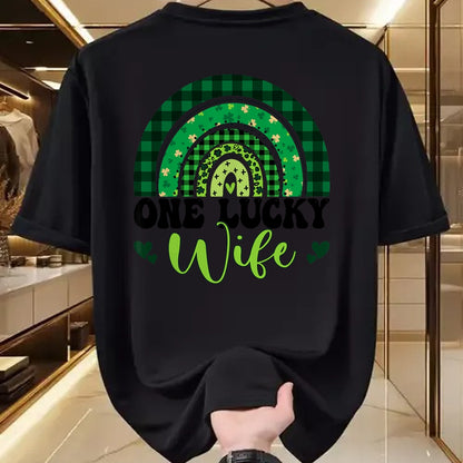 Best Wife Shirt, Wife and Husband Unisex T-Shirt/Hoodie/Sweatshirt HLT00 - Gift for wife T shirt, lucky wife   One Lucky Wife Rainbow Irish St Patricks Day Shamrock T-Shirt