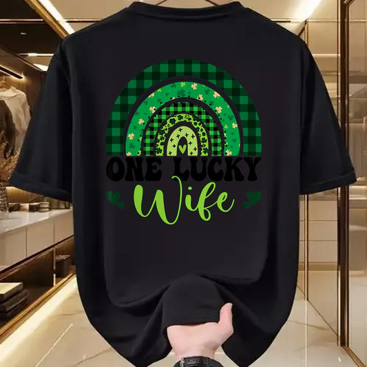 Best Wife Shirt, Wife and Husband Unisex T-Shirt/Hoodie/Sweatshirt HLT00 - Gift for wife T shirt, lucky wife   One Lucky Wife Rainbow Irish St Patricks Day Shamrock T-Shirt