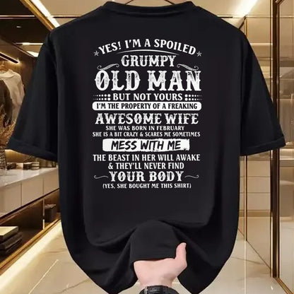 Best Husband Shirt, Wife and Husband Unisex T-Shirt/Hoodie/Sweatshirt HLT00 - I_m A Spoiled Grumpy Old Man - Awesome Wife Born In February T-Shirt