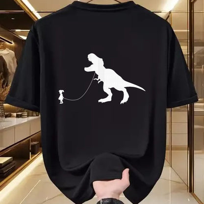 Best Dinosaur Lover Shirt, Funny Dinosaur UnisexT-Shirt/Hoodie/Sweatshirt HLT00 - T-Rex Dinosaur Pet on a Leach led by a Girl T-Shirt