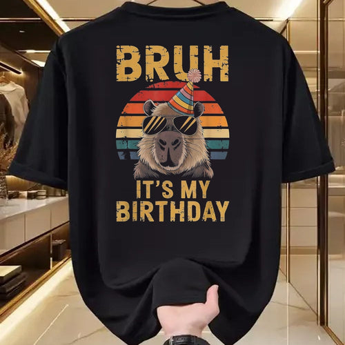 Cute Capybara Shirt, Funny Capybara Unisex T-Shirt/Hoodie/Sweatshirt HLT00 - Funny Capybara Birthday Boys Adult Kids Bruh Its My Birthday T-Shirt, Youth, Black, Large