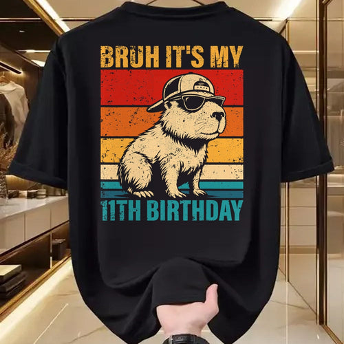 Cute Capybara Shirt, Funny Capybara UnisexT-Shirt/Hoodie/Sweatshirt HLT00 - 11 Year Old Birthday Boy Capybara Bruh It_s My 11th Birthday T-Shirt