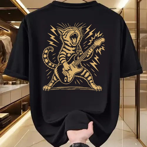 Guitar Lover Shirt, Funny Guitar UnisexT-Shirt/Hoodie/Sweatshirt HLT00 - Cat Playing Guitar Rock and Roll Music Men Women Kids T-Shirt
