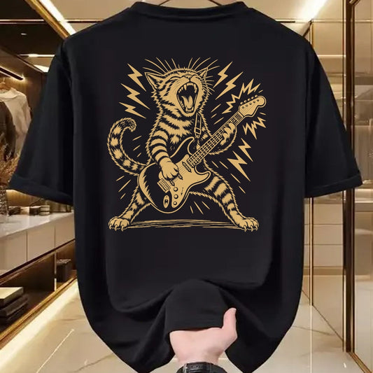 Guitar Lover Shirt, Funny Guitar UnisexT-Shirt/Hoodie/Sweatshirt HLT00 - Cat Playing Guitar Rock and Roll Music Men Women Kids T-Shirt