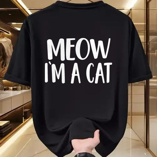 Cat Love Shirt, Funny Cat Lover Gift UnisexT-Shirt/Hoodie/Sweatshirt HLT00 - Meow I_m A Cat - Halloween Costume T-Shirt, Men, Black, Large