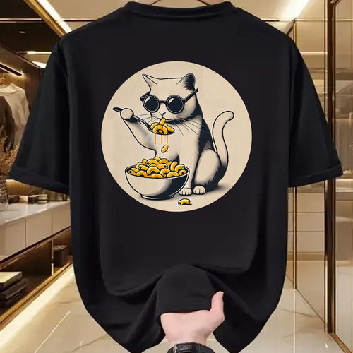 Cat Love Shirt, Funny Cat Lover Gift UnisexT-Shirt/Hoodie/Sweatshirt HLT00 - Cat Eating Mac and Cheese Men Women Girls Kids T-Shirt