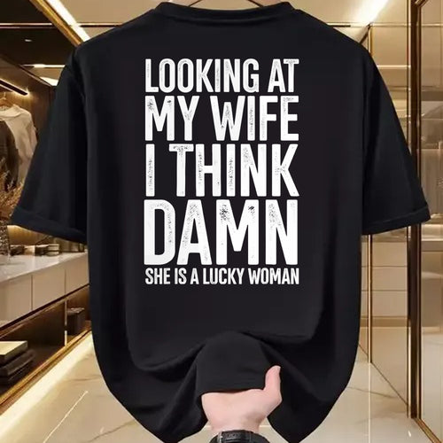Best Wife Shirt, Wife and Husband Unisex T-Shirt/Hoodie/Sweatshirt HLT00 - Gift for wife T shirt, lucky wife   My Wife Is A Lucky Woman Wife Themed Gift Husbands Gift T-Shirt
