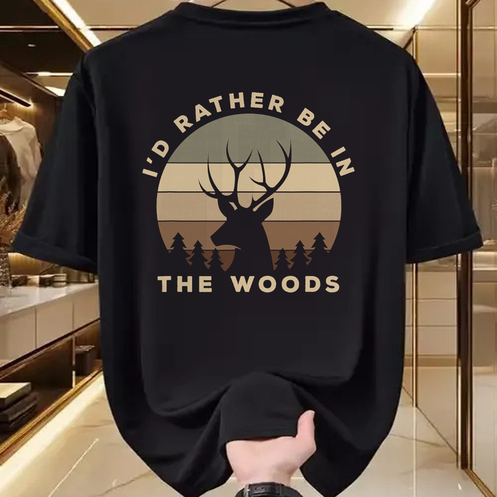 Funny Hunting Shirt, Gift For Hunting Lover Unisex T-Shirt/Hoodie/Sweatshirt HLT00 - I_d Rather Be in The Woods Deer Hunting T-Shirt