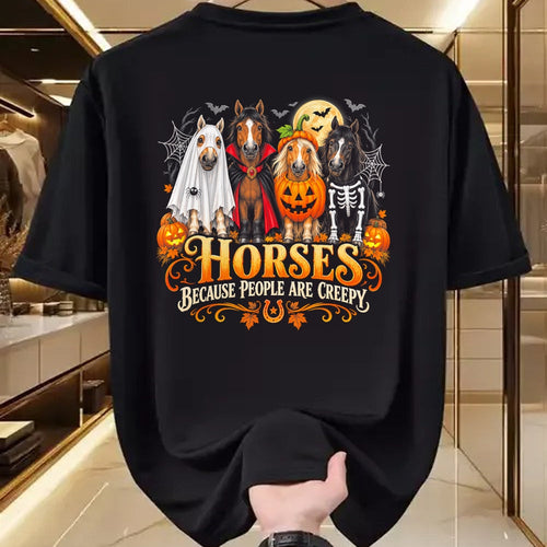 Best Horse Lover Shirt , Funny Horse UnisexT-Shirt/Hoodie/Sweatshirt HLT00 - Horses Because People are Creepy Halloween Horse T-Shirt