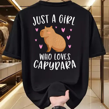 Cute Capybara Shirt, Funny Capybara Unisex T-Shirt/Hoodie/Sweatshirt HLT00 - Cute Capybara Just A Girl Who Loves Capybara T-Shirt