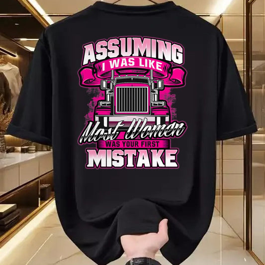 Best Truck Driver Life Shirt, Funny Trucker UnisexT-Shirt/Hoodie/Sweatshirt HLT00 - First Mistake - Female Semi Truck Driver Trucker Trucking T-Shirt