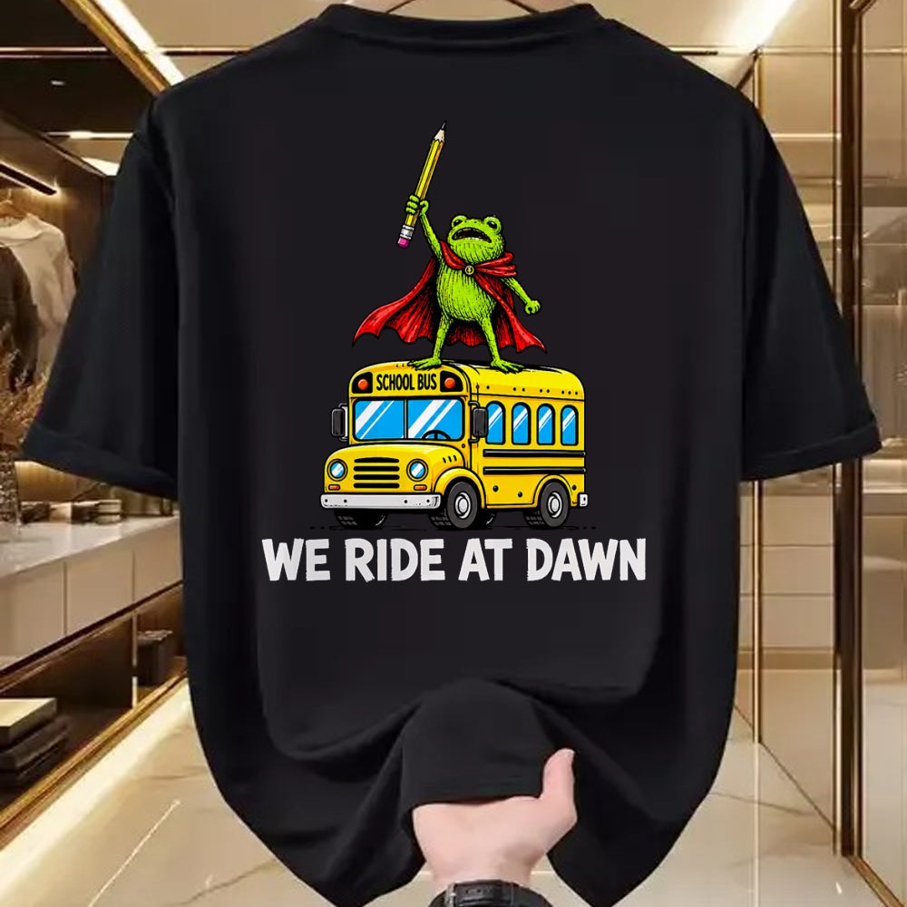 Best Student Shirt, Funny Back To School UnisexT-Shirt/Hoodie/Sweatshirt HLT00 - We Ride At Dawn Funny Back to School Buss Frog Teacher Kids T-Shirt