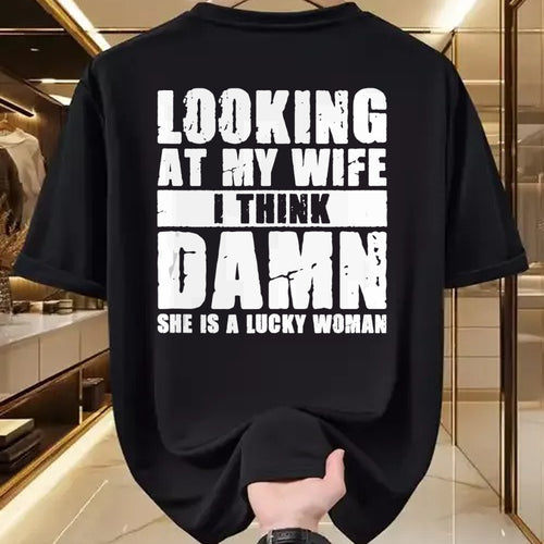 Best Wife Shirt, Wife and Husband Unisex T-Shirt/Hoodie/Sweatshirt HLT00 - Gift for wife T shirt, lucky wife   She is a Lucky Woman - Anniversary Gift - Wife & Husband Tank To (1)