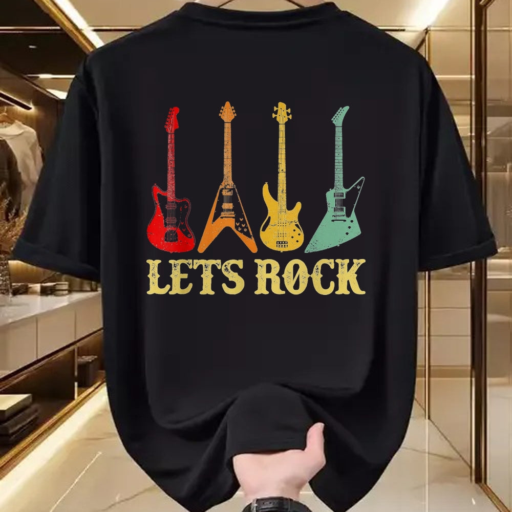 Guitar Lover Shirt, Funny Guitar UnisexT-Shirt/Hoodie/Sweatshirt HLT00 - Vintage Retro Lets Rock Rock n Roll Guitar T-Shirt, Youth, Black, Small