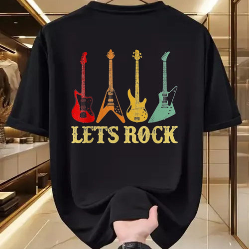 Guitar Lover Shirt, Funny Guitar UnisexT-Shirt/Hoodie/Sweatshirt HLT00 - Vintage Retro Lets Rock Rock n Roll Guitar T-Shirt, Youth, Black, Small