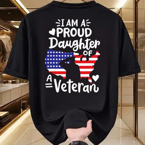 Gift for Dad Shirt, Funny Dad Unisex T-Shirt/Hoodie/Sweatshirt HLT00 – I_m A Proud Daughter of A Veteran Father_s Day Girls T-Shirt
