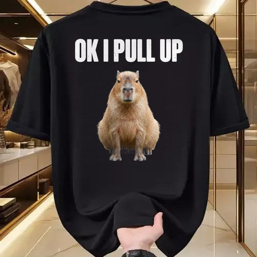 Cute Capybara Shirt, Funny Capybara Unisex T-Shirt/Hoodie/Sweatshirt HLT00 - OK I Pull Up Capybara Meme Funny Chill Capy Lover Tee T-Shirt