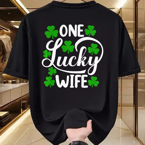Best Wife Shirt, Wife and Husband Unisex T-Shirt/Hoodie/Sweatshirt HLT00 - Gift for wife T shirt, lucky wife   One Lucky Wife Funny St Patrick's Day Shamrocks Premium T-Shirt