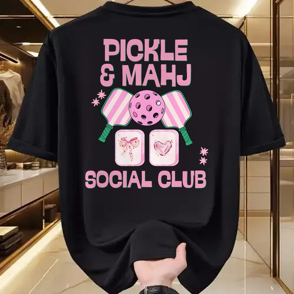 Funny Pickleball Shirt, Pickleball Lover Unisex T-Shirt/Hoodie/Sweatshirt HLT00 - Pickle and Mahj Mahjong and Pickleball Social Club mah Jong T-Shirt