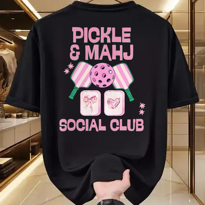 Funny Pickleball Shirt, Pickleball Lover Unisex T-Shirt/Hoodie/Sweatshirt HLT00 - Pickle and Mahj Mahjong and Pickleball Social Club mah Jong T-Shirt