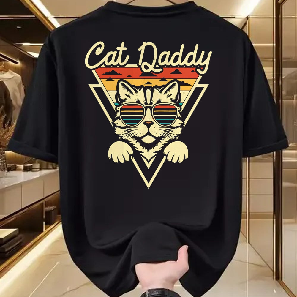 Cat Love Shirt, Funny Cat Lover Gift UnisexT-Shirt/Hoodie/Sweatshirt HLT00 - Cat Daddy Retro Sunglasses Cat Fur Dad Papa Vintage Cat Dad T-Shirt