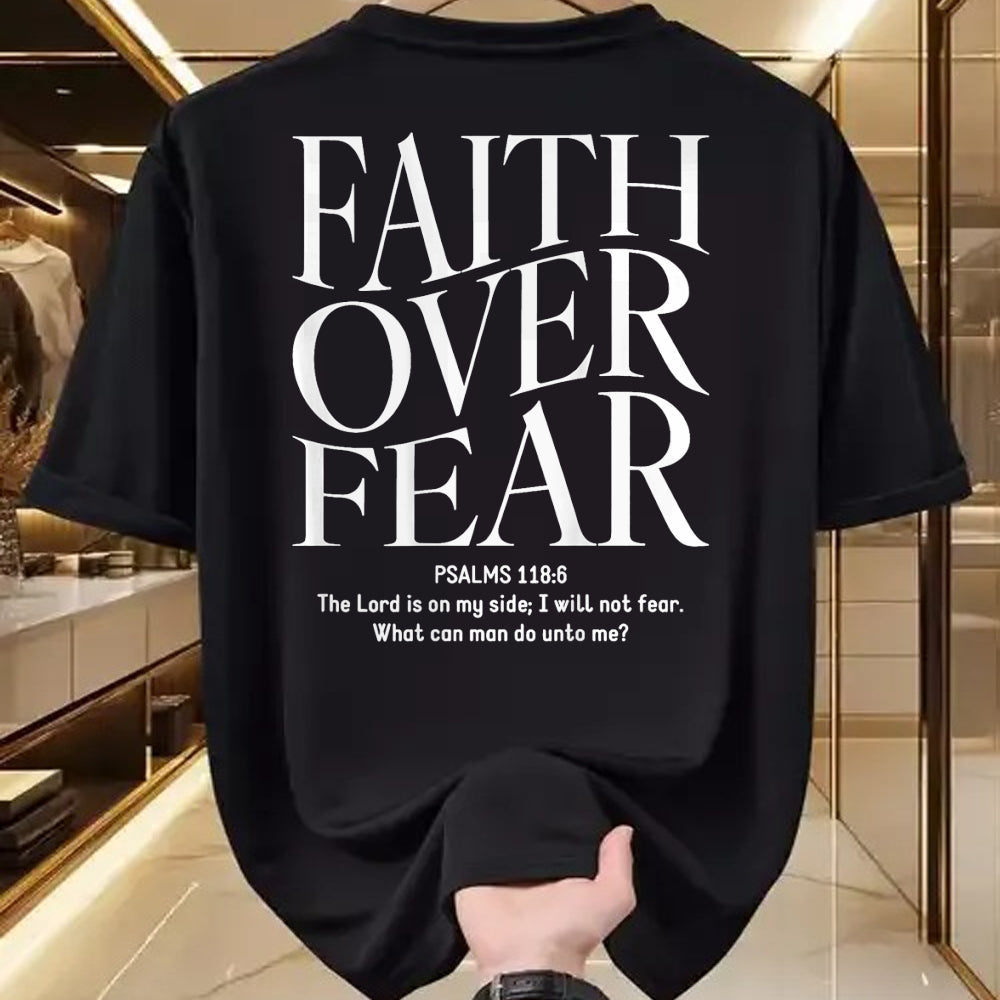 Christian Tee, Christian Faith Unisex T-Shirt/Hoodie/Sweatshirt HLT00 - Faith Over Fear Christian (on back) T-Shirt
