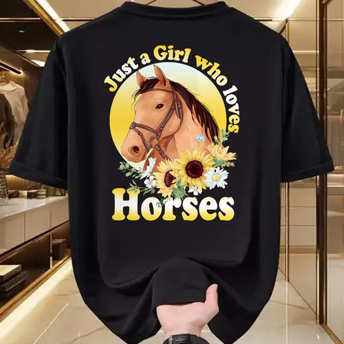 Best Farmer Life Shirt, Funny Farmer UnisexT-Shirt/Hoodie/Sweatshirt HLT00 - Just A Girl Who Loves Horses - Riding Girls T-Shirt Small