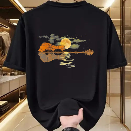 Guitar Lover Shirt, Funny Guitar UnisexT-Shirt/Hoodie/Sweatshirt HLT00 - Guitar Lake Reflections Love Musician Acoustic Guitar T-Shirt, Men, Dark Heather Grey, Large