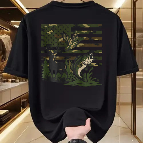 Funny Hunting Shirt, Gift For Hunting Lover Unisex T-Shirt/Hoodie/Sweatshirt HLT00 - Youth Boy Deer Duck Fishing Camo Hunting American Flag T-Shirt