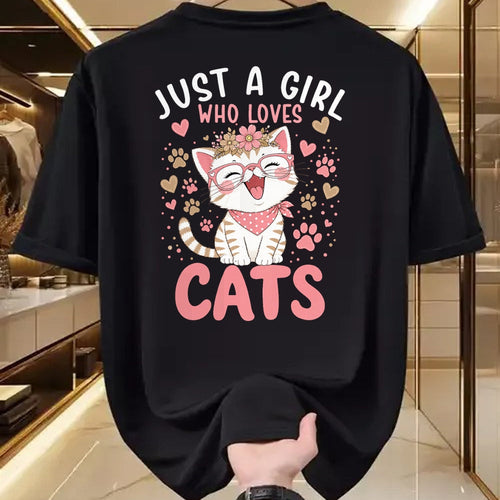 Cat Love Shirt, Funny Cat Lover Gift UnisexT-Shirt/Hoodie/Sweatshirt HLT00 - Just A Girl Who Loves Cats Cute Floral Animals Lover T-Shirt