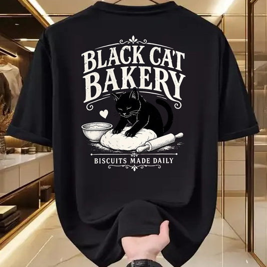 Cat Love Shirt, Funny Cat Lover Gift UnisexT-Shirt/Hoodie/Sweatshirt HLT00 - Black Cat Bakery Biscuits Made Daily Cat Lover Art T-Shirt