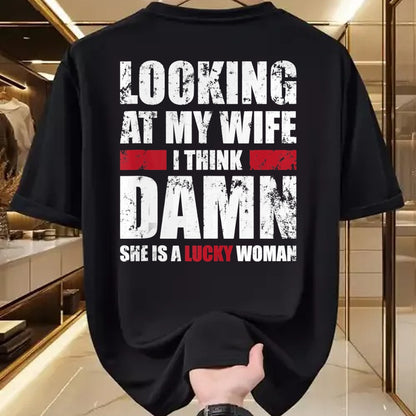 Best Wife Shirt, Wife and Husband Unisex T-Shirt/Hoodie/Sweatshirt HLT00 - Gift for wife T shirt, lucky wife   Mens My Wife - She Is A Lucky Woman - Funny Husband Tank Top