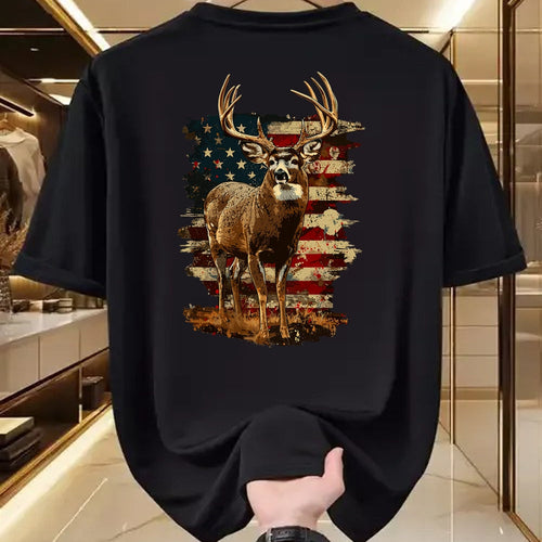 Funny Hunting Shirt, Gift For Hunting Lover Unisex T-Shirt/Hoodie/Sweatshirt HLT00 - Whitetail Buck Deer Hunting 4th of July USA American Flag T-Shirt