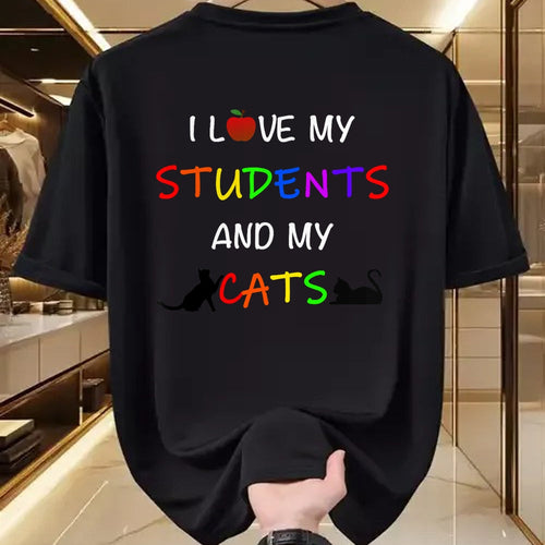 Cat Love Shirt, Funny Cat Lover Gift UnisexT-Shirt/Hoodie/Sweatshirt HLT00 - I Love My Students And My Cats Cute Teacher Cat T-Shirt