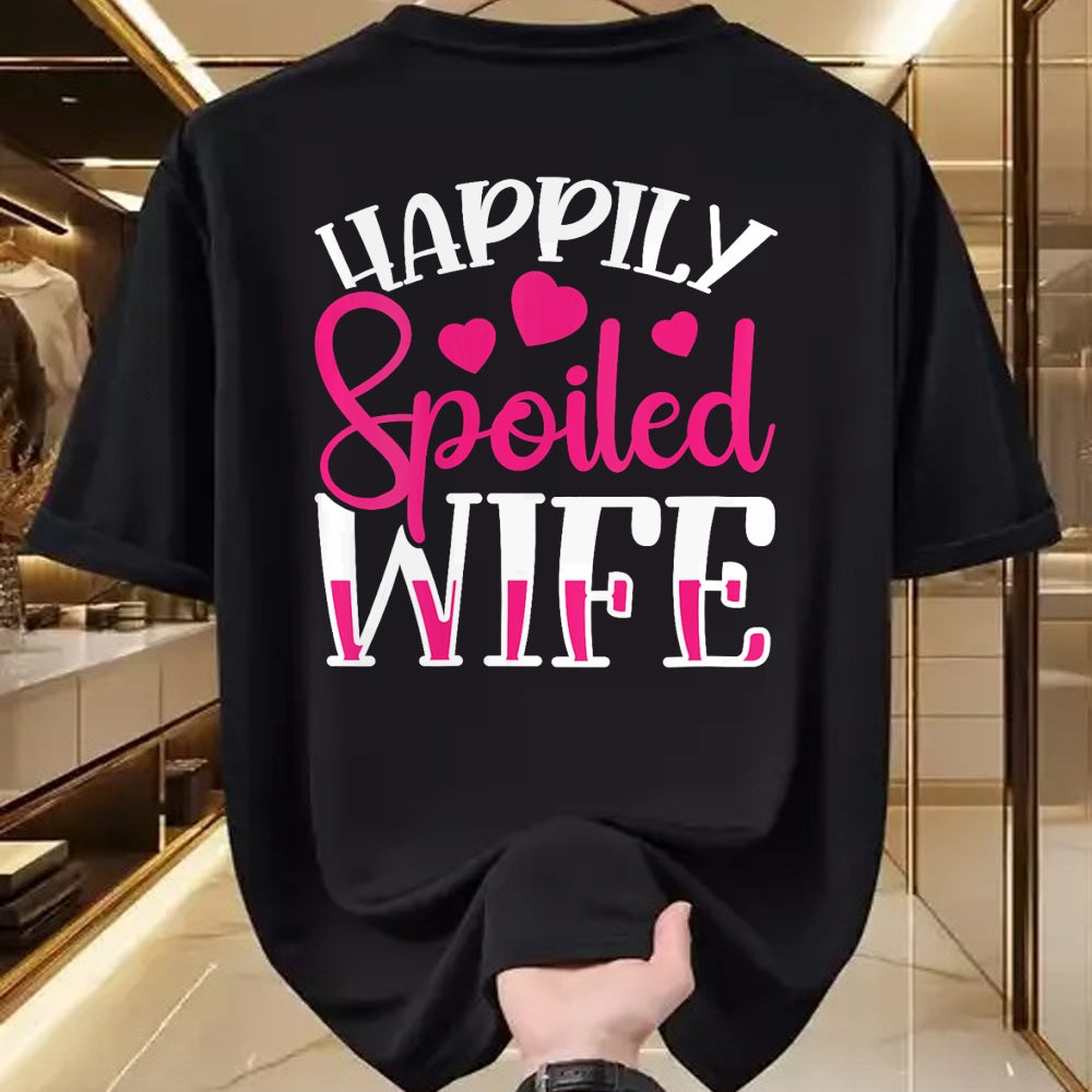 Best Wife Shirt, Wife and Husband Unisex T-Shirt/Hoodie/Sweatshirt HLT00 - Gift for wife T shirt, spoiled wife   Womens Funny Wife Happily Spoiled Wife V-Neck T-Shirt