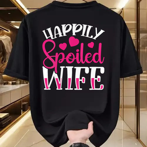 Best Wife Shirt, Wife and Husband Unisex T-Shirt/Hoodie/Sweatshirt HLT00 - Gift for wife T shirt, spoiled wife   Womens Funny Wife Happily Spoiled Wife V-Neck T-Shirt