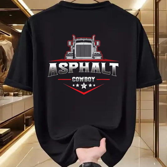 Best Truck Driver Life Shirt, Funny Trucker UnisexT-Shirt/Hoodie/Sweatshirt HLT00 - Asphalt Cowboy Trucker Truck Driver Highway 18 Wheeler Road T-Shirt, Men, Black, 3X-Large