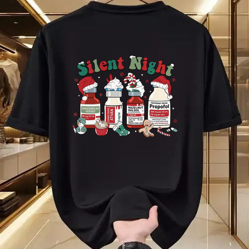 Funny Nurse Shirt, Nurse Unisex T-Shirt/Hoodie/Sweatshirt HLT00 - Retro Propofol Silent Night ICU Nurses Funny Merry Christmas T-Shirt