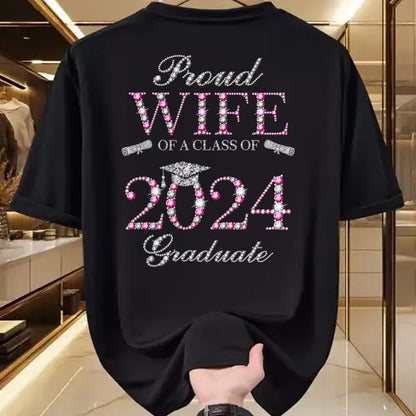 Best Wife Shirt, Wife and Husband Unisex T-Shirt/Hoodie/Sweatshirt HLT00 - Gift for wife T shirt, lucky wife   Proud Wife of a Class of 2024 Graduate T-Shirt